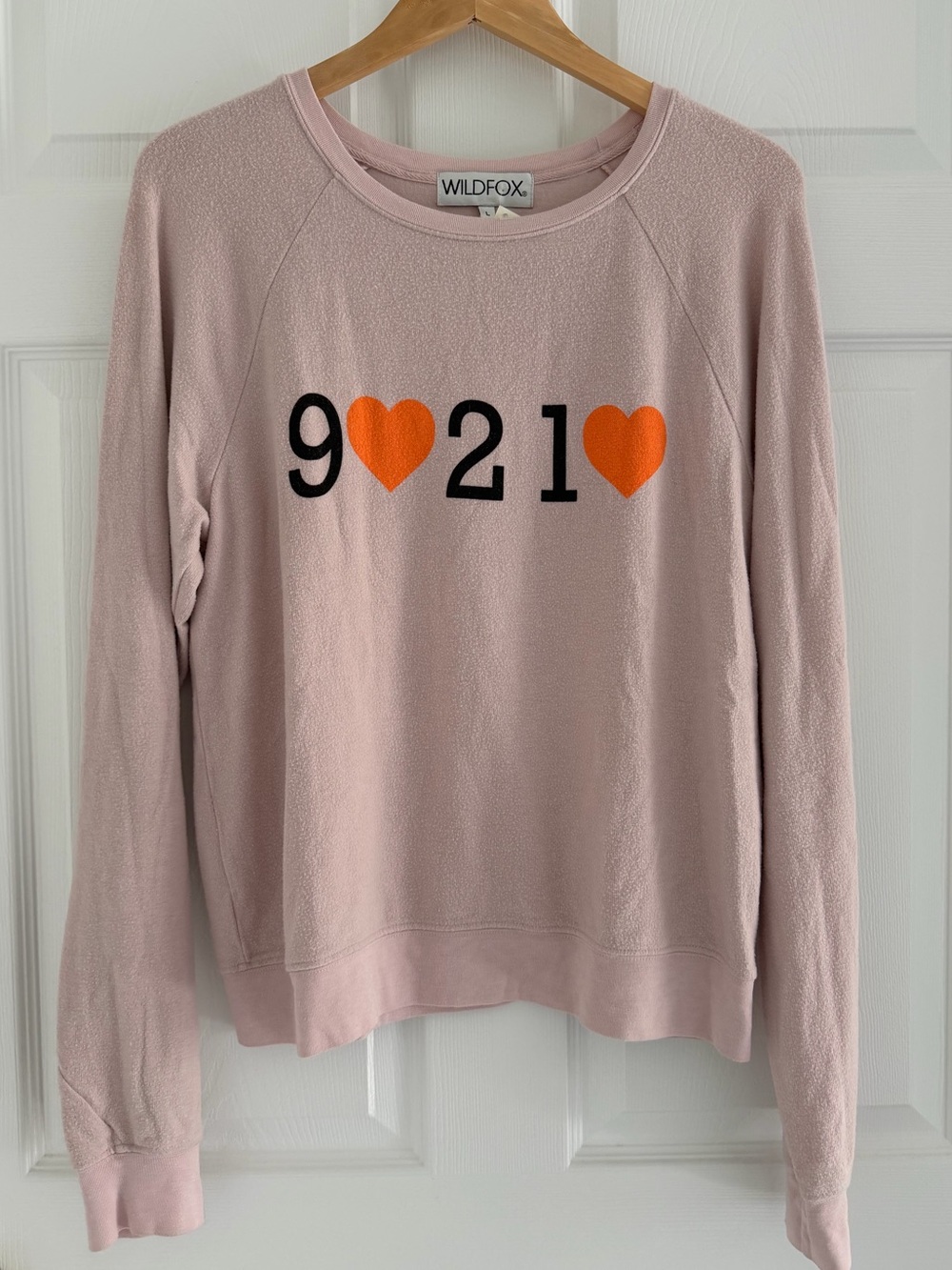 Wildfox Pink 90210 Heart Graphic Crewneck Sweater